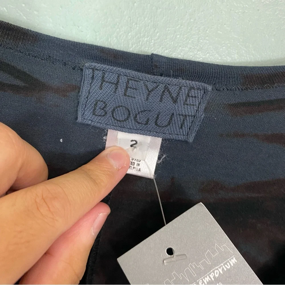 Heyne Bogut Tie Dye Asymmetrical‎ Dress Blue Black Artsy Stretchy Small